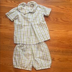 Little English Light Green and White Plaid boys set